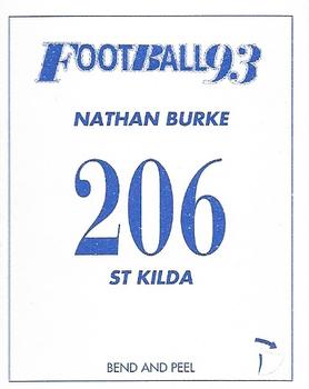1993 Select AFL Stickers #206 Nathan Burke Back